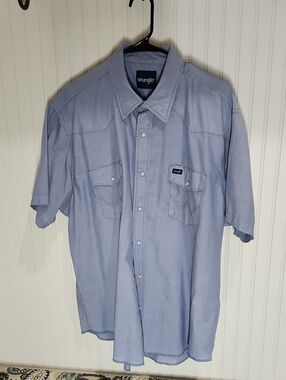 Wrangler Light Blue Short-Sleeve Button-Down Western Shirt